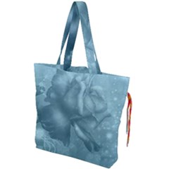 Wonderful Blue Soft Roses Drawstring Tote Bag by FantasyWorld7