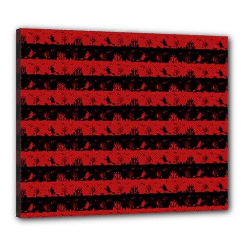 Blood Red And Black Halloween Nightmare Stripes  Canvas 24  X 20  (stretched) by PodArtist