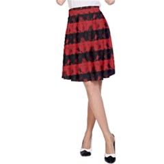 Blood Red And Black Halloween Nightmare Stripes  A-line Skirt by PodArtist