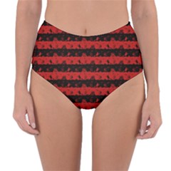 Blood Red And Black Halloween Nightmare Stripes  Reversible High-waist Bikini Bottoms by PodArtist