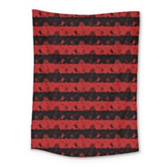 Blood Red And Black Halloween Nightmare Stripes  Medium Tapestry by PodArtist