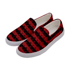 Blood Red And Black Halloween Nightmare Stripes  Women s Canvas Slip Ons by PodArtist