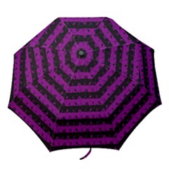 Zombie Purple And Black Halloween Nightmare Stripes  Folding Umbrellas by PodArtist