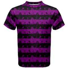 Zombie Purple And Black Halloween Nightmare Stripes  Men s Cotton Tee by PodArtist