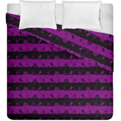 Zombie Purple And Black Halloween Nightmare Stripes  Duvet Cover Double Side (king Size) by PodArtist