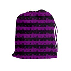 Zombie Purple And Black Halloween Nightmare Stripes  Drawstring Pouch (xl) by PodArtist