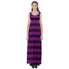 Zombie Purple And Black Halloween Nightmare Stripes  Empire Waist Maxi Dress by PodArtist