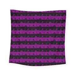 Zombie Purple And Black Halloween Nightmare Stripes  Square Tapestry (small) by PodArtist