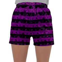 Zombie Purple And Black Halloween Nightmare Stripes  Sleepwear Shorts by PodArtist