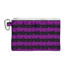 Zombie Purple And Black Halloween Nightmare Stripes  Canvas Cosmetic Bag (medium) by PodArtist