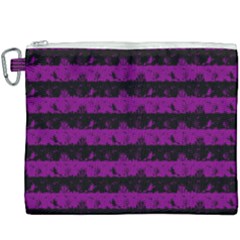 Zombie Purple And Black Halloween Nightmare Stripes  Canvas Cosmetic Bag (xxxl) by PodArtist