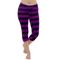 Zombie Purple and Black Halloween Nightmare Stripes  Lightweight Velour Capri Yoga Leggings
