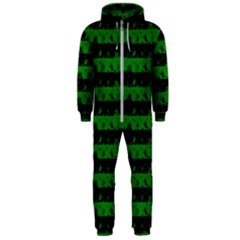 Alien Green And Black Halloween Nightmare Stripes  Hooded Jumpsuit (men)  by PodArtist