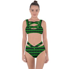 Alien Green And Black Halloween Nightmare Stripes  Bandaged Up Bikini Set  by PodArtist