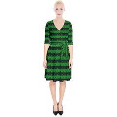 Alien Green And Black Halloween Nightmare Stripes  Wrap Up Cocktail Dress by PodArtist