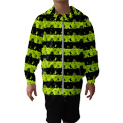 Slime Green And Black Halloween Nightmare Stripes  Hooded Windbreaker (kids)