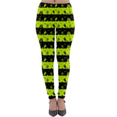 Slime Green And Black Halloween Nightmare Stripes  Lightweight Velour Leggings by PodArtist