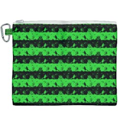 Monster Green And Black Halloween Nightmare Stripes  Canvas Cosmetic Bag (xxxl) by PodArtist