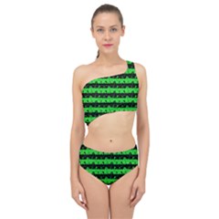 Monster Green And Black Halloween Nightmare Stripes  Spliced Up Two Piece Swimsuit by PodArtist