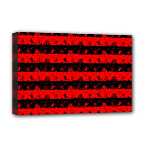 Red Devil And Black Halloween Nightmare Stripes  Deluxe Canvas 18  X 12  (stretched) by PodArtist