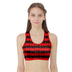 Red Devil And Black Halloween Nightmare Stripes  Sports Bra With Border by PodArtist