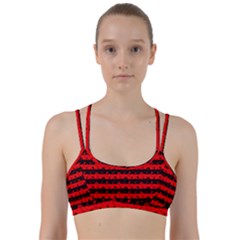 Red Devil And Black Halloween Nightmare Stripes  Line Them Up Sports Bra by PodArtist