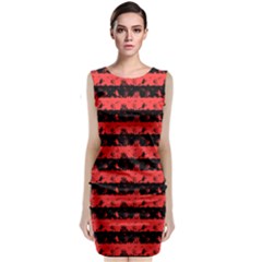 Donated Kidney Pink And Black Halloween Nightmare Stripes  Sleeveless Velvet Midi Dress by PodArtist