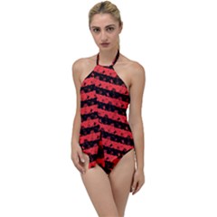 Donated Kidney Pink And Black Halloween Nightmare Stripes  Go With The Flow One Piece Swimsuit