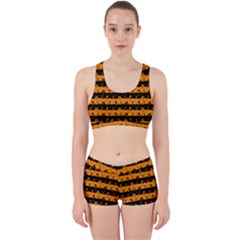 Pale Pumpkin Orange And Black Halloween Nightmare Stripes  Work It Out Gym Set by PodArtist