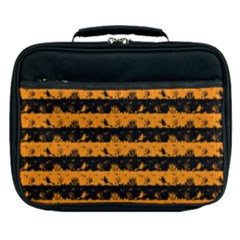 Pale Pumpkin Orange And Black Halloween Nightmare Stripes  Lunch Bag by PodArtist