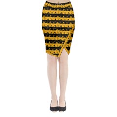 Pale Pumpkin Orange And Black Halloween Nightmare Stripes  Midi Wrap Pencil Skirt by PodArtist