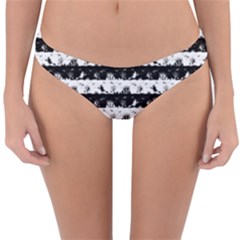 Black And White Halloween Nightmare Stripes Reversible Hipster Bikini Bottoms by PodArtist