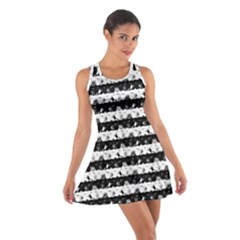 Black And White Halloween Nightmare Stripes Cotton Racerback Dress by PodArtist