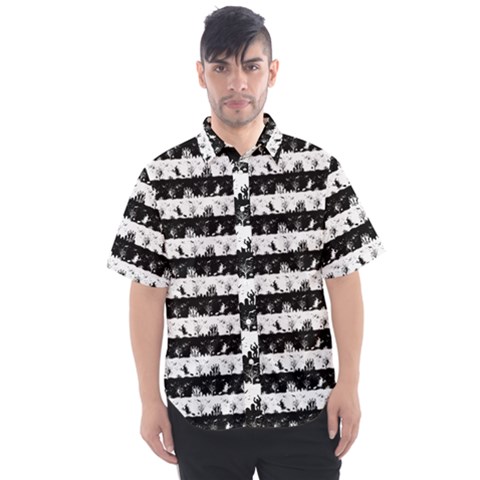 Black And White Halloween Nightmare Stripes Men s Short Sleeve Shirt by PodArtist