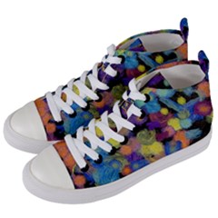 Paint Brushes On A Black Background                                     Women s Mid-top Canvas Sneakers by LalyLauraFLM