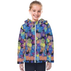 Paint Brushes On A Black Background                                             Kids  Hooded Puffer Jacket