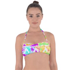 Pink Yellow Blue Green Texture                                                 Halter Bandeau Bikini Top by LalyLauraFLM