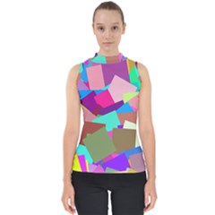 Colorful Squares                                                  Mock Neck Shell Top by LalyLauraFLM