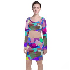 Colorful Squares                                                     Long Sleeve Crop Top & Bodycon Skirt Set by LalyLauraFLM