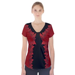 Canada Maple Leaf Short Sleeve Front Detail Top