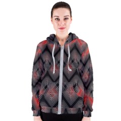 Blurred Lines Red And Black Designs By Flipstylez Designs Women s Zipper Hoodie by flipstylezfashionsLLC