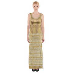 Seamless Gold Lace Nature Design By Flipstylez Designs Maxi Thigh Split Dress by flipstylezfashionsLLC