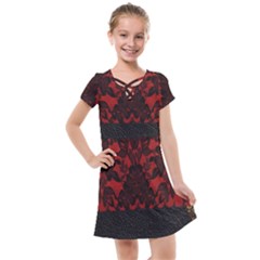 Red And Black Leather Red Lace By Flipstylez Designs Kids  Cross Web Dress by flipstylezfashionsLLC