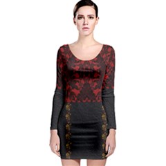 Red And Black Leather Red Lace By Flipstylez Designs Long Sleeve Bodycon Dress