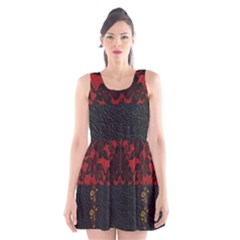 Red And Black Leather Red Lace By Flipstylez Designs Scoop Neck Skater Dress by flipstylezfashionsLLC