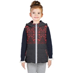 Red And Black Leather Red Lace By Flipstylez Designs Kid s Hooded Puffer Vest by flipstylezfashionsLLC