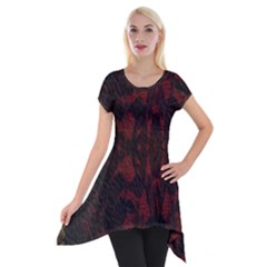 Black Lace Burgundy Design By Flipstylez Designs Short Sleeve Side Drop Tunic by flipstylezfashionsLLC