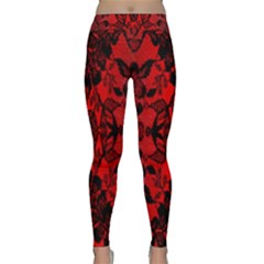 Bright Red Fashion Lace Design By Flipstylez Designs Classic Yoga Leggings by flipstylezfashionsLLC