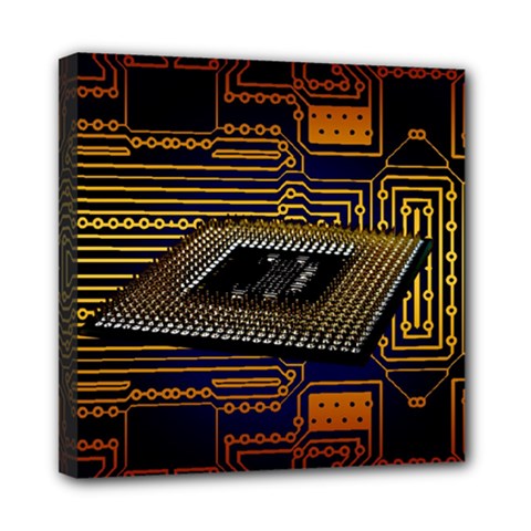 Processor Cpu Board Circuits Mini Canvas 8  x 8  (Stretched)