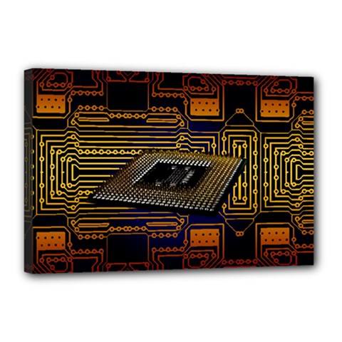 Processor Cpu Board Circuits Canvas 18  x 12  (Stretched)